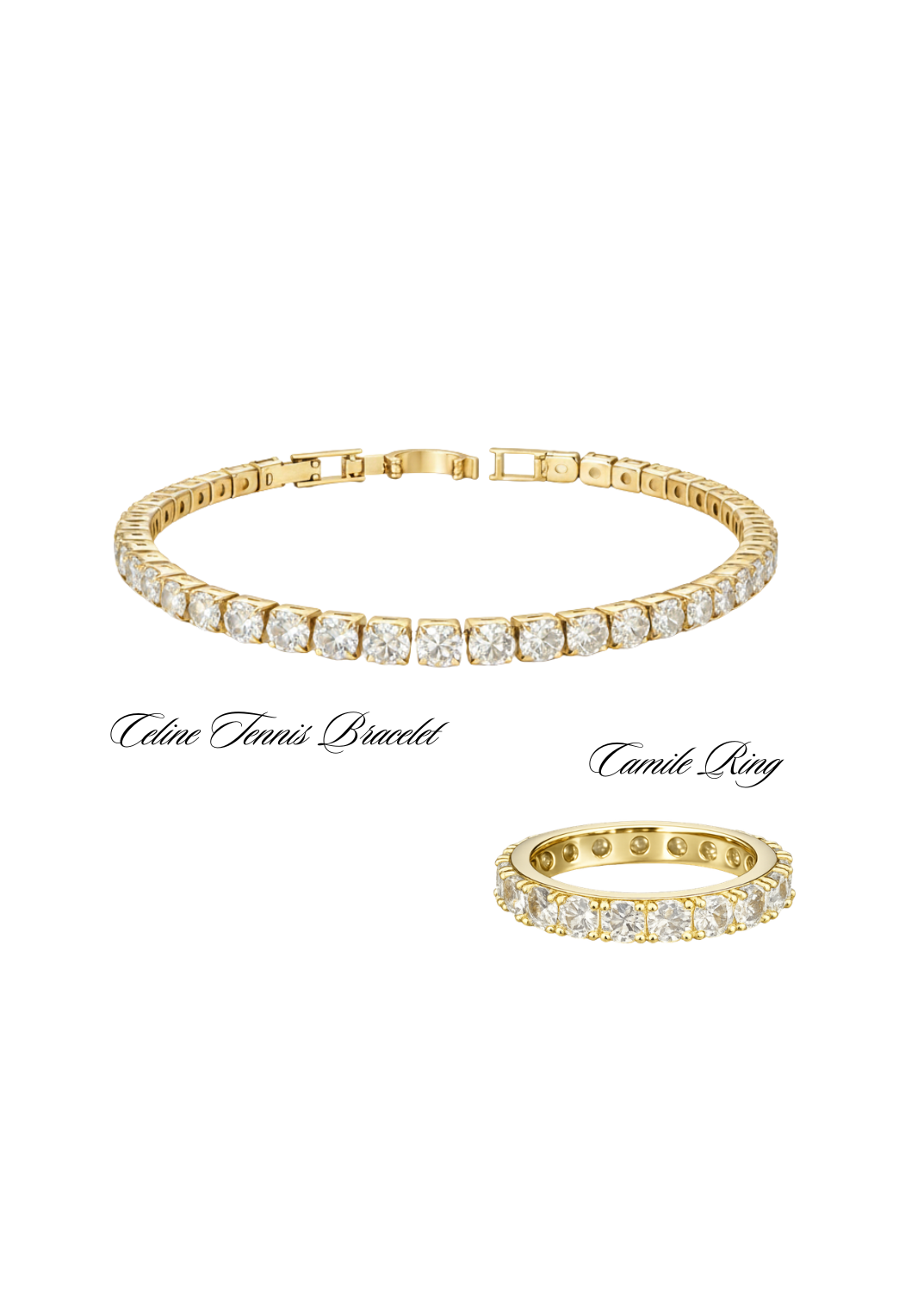 Celine Tennis Bracelet & Camile Ring Set