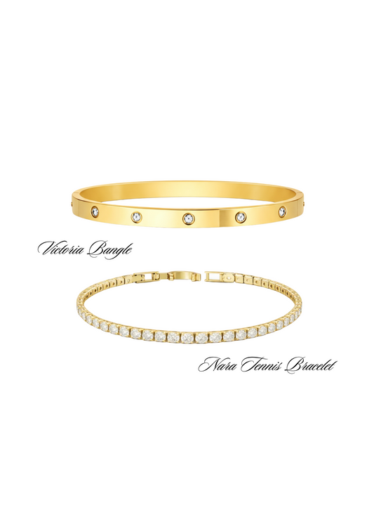 Victoria Bangle + Nara Tennis Bracelet Set
