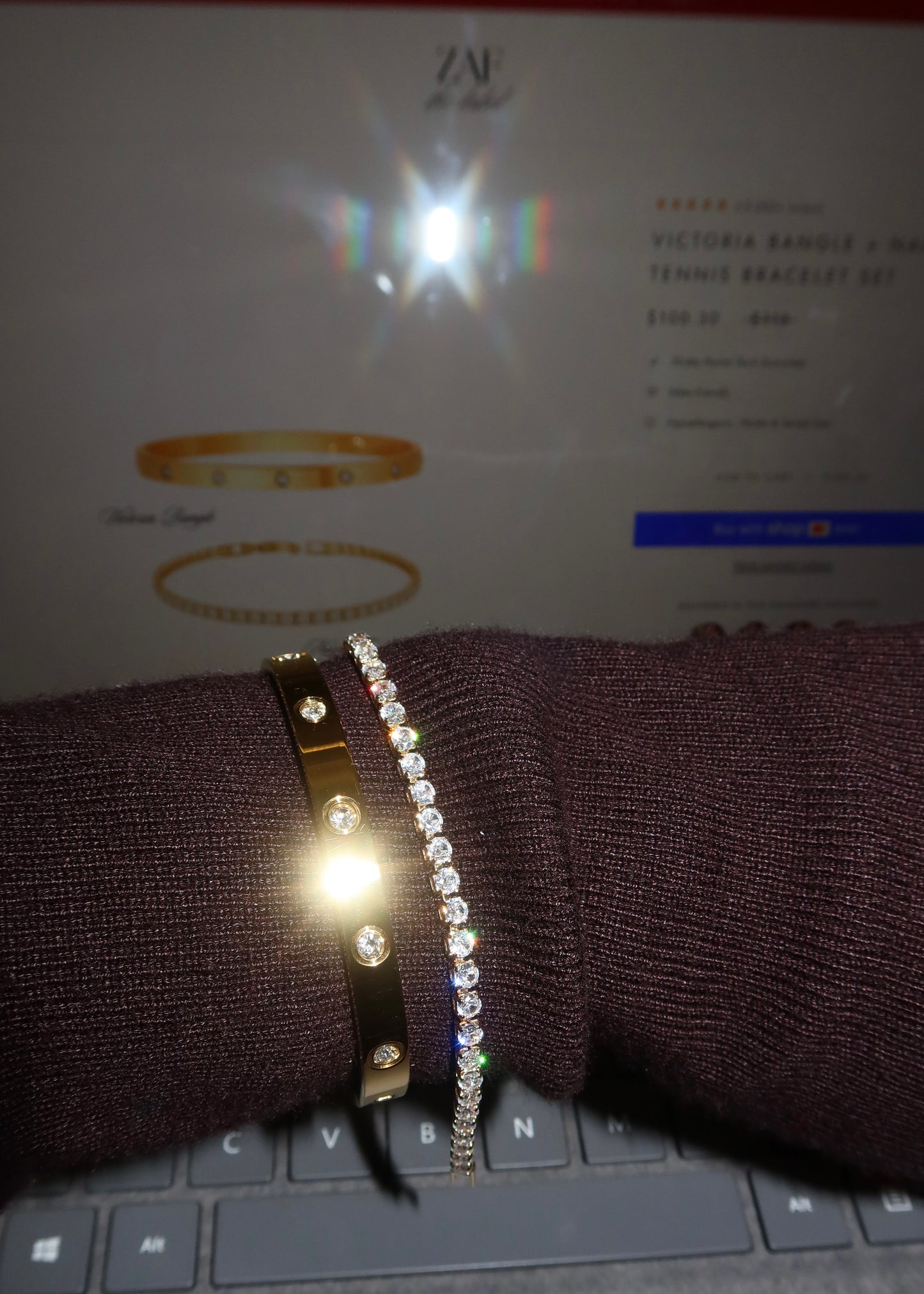 Victoria Bangle + Nara Tennis Bracelet Set
